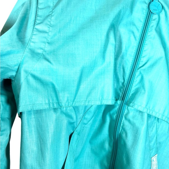 Vintage Unisex Puma Aqua Blue Windbreaker Jacket with Hidden Hood Size Medium - Picture 8 of 11